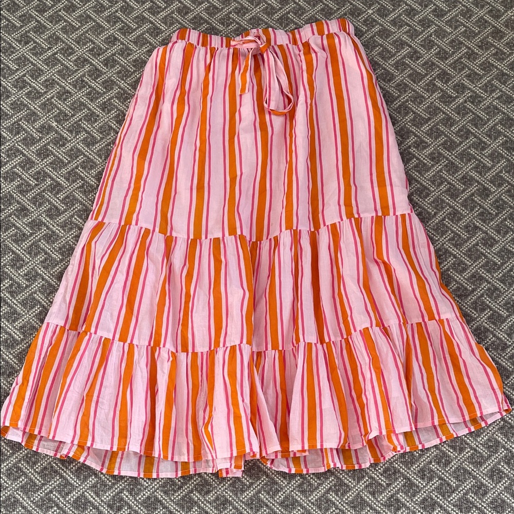 Vibrant Striped A-Line Skirt in Pink and Orange
